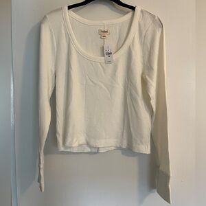 UpWest Cream Cropped Waffle Shirt